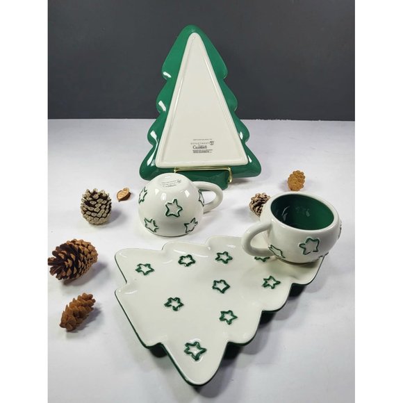 Department 56 Time to Celebrate set 2  Christmas tree plates and 2 mugs, box - Picture 12 of 17